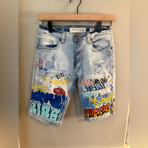 Revolution Blue and Red Graffiti Shorts - Picture 9 of 9